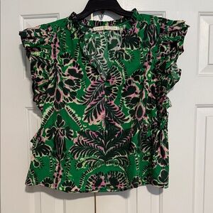 Marie Oliver Green and Pink Patterned Blouse